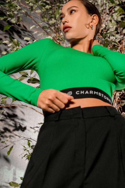 Лонгслив укороченный Logomania (травяной)